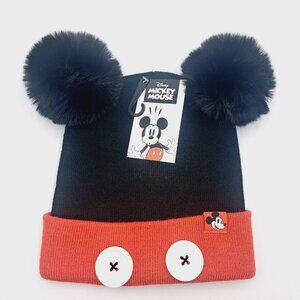 Disney Mickey Mouse Puff Ball Ears Knit Hat: Size One Size Fits All